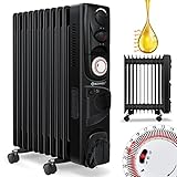 KESSER® Ölradiator Elektrische Heizung mit 11 Rippen 2500W + Lüfter Öl Radiator Elektroheizung...