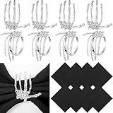Gandeer 16-teiliges Halloween-Serviettenring-Set beinhaltet 8 Halloween-Skelett-Serviettenringe mit...