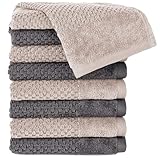 Pure Label 8-TLG. Gästehandtücher 30x50 cm mit Aufhängeschlaufe aus 100% Baumwolle, saugstark,...