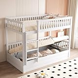 MQGPM Etagenbett Kinderbett 90x200 cm mit Lattenrost und Rausfallschutz, Hydraulisch Bett mit...