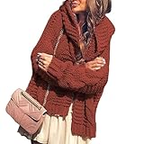 Pullover Damen, Damen Cardigan Aus Klassischem Grobstrick Mit Langen Ärmeln Kapuzenpullover...
