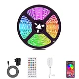 ALED LIGHT Bluetooth LED Streifen, 5050 5M RGB LED Stripes Licht Smart-Telefon Kontrolliertes RGB...