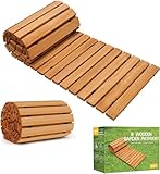 Holz Gartenweg Rollweg, Ausrollbarer Holzweg 243 x 43 cm, Holztritt Gartentritt Gehweg Wege im...