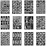 12 Temporäre Tattoo Schablonen, Henna Tattoo Set für Frauen und Mädchen, Glitzer Tattoo...