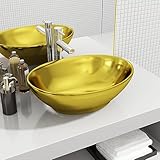 Oval Luxus Waschbecken, Waschschale ohne Hahnloch und ohne Überlauf, Waschtisch für Bad &...