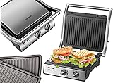 XXL Kontaktgrill abnehmbare Platten | 30 Minuten Timer | Panini Toaster | Sandwichtoaster |...