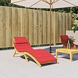 RMIHSJG Sonnenliegen-Auflage Rot 186x58x4 cm aus langlebigem Oxford-Gewebe, wasserabweisend und...