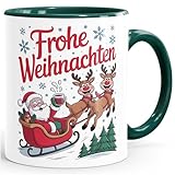 MoonWorks® Tasse Frohe Weihnachten | Klassische Weihnachts-Tasse mit Santa & Rentieren Geschenkidee...