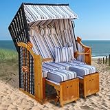 BRAST® Strandkorb Rügen Deluxe | für 2 Personen | 120cm breit | 5 Designs | inkl. wetterfeste...