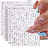 JMEOWIO Nagelsticker Aurora 12 Blatt Nail Art Sticker Selbstklebend Nagelaufkleber Holografisch...