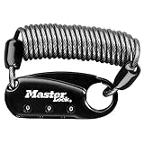 Master Lock 1551EURDBLK Zahlenschloss mit selbstaufrollendes Kabel, Schwarz, 4,1 x 6 x 1 cm
