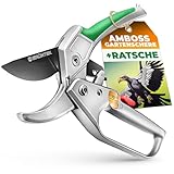 GRÜNTEK Amboss Gartenschere KONDOR 200 mm, automatisch zugeschaltete Ratsche, bis Ø24 mm, SK5...