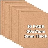 BENECREAT 10Pcs A4 Korkplatten 30x21cm Rechteck Untersetzer Kork Sheets Für Die Wanddekoration...