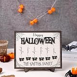 Holzschild mit Spinnenfamilie, personalisierbar, Halloween-Dekoration, gruselige Wanddekoration,...