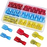 RUNCCI-YUN 100 Stück Elektrische Steckverbinder Isolierte Kabelschuhe Set Quetschverbinde, kfz...