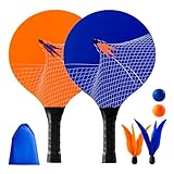 U&C Planet Beachball Set Paddle Ball Spiel Strandschlägerset aus Holz Schläger Spiel für...