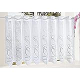Gardinenbox Transparente Scheibengardine aus Voile, 40x120, Welle, luftiger Voile mit gesticktem...