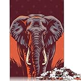 1000-teiliges Puzzle mit Elefantenporträt-Illustration für Erwachsene, Puzzles, Lernspielzeug,...