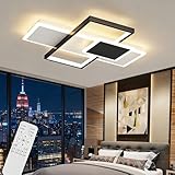 Jatwefiv Moderne LED Deckenleuchte mit 3000K bis 6000K Dimmbar Mobile APP-Steuerung Schwarz Weiß...