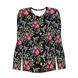 Generisch Langarmshirt Damen Rundhalsausschnitt Streifen Sport Druck Tunika Shirt Casual Oberteile...