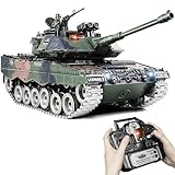 1:18 RC Panzer Leopard II, 2.4GHz Panzer Ferngesteuert mit Schussfunktion, WW2 Militär Panzer,...