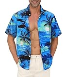 Gavliuu Hawaii Hemd Männer, Herren Hawaiihemd Casual Freizeit Blumen Kurzarmhemd