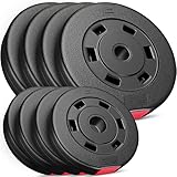 Hop-Sport Hantelscheiben Set 30 kg (4x2.5kg, 4x5kg) Kunststoff, Gewichtsplatten mit 31mm...