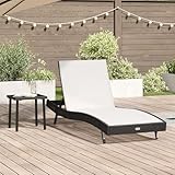 Gecheer Liegestuhl 2 pcs Schwarz 40 x 40 x 40,5 cm Poly Rattan Gartenliege Liegestuhl Liege...