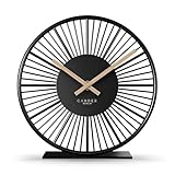 Cander Berlin BLORA Tischuhr lautlos 18 cm Metall Holzzeiger ohne Tickgeräusche modern schwarz...