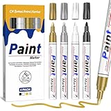 AOSUCO Permanent Marker Wasserfest Stifte, 4 Farben Lackstift Glasmalstifte 2-2,8 mm mittlere Spitze...