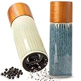 Moritz & Moritz PEPE Gewürzmühle 2er Set blau/grün - Salz und Pfeffermühle aus Steinzeug &...