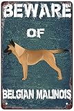 YTOMEAT Lustiges Warnschild 'Beware of Belgian Malinois for Outdoor & Indoor Veranda Wall Hanging...