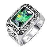 BONLAVIE 6.85CT Luxus Männer Ring Jade Silber Ring Verlobungsring Herren Edelstahl Ringe 65(20.7)