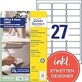 AVERY Zweckform L4737REV-10 Universal Etiketten (270 Klebeetiketten, 63,5x29,6 mm auf A4, wieder...