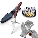 SPEENSUN Austernmesser,Austernmesser Und Handschuh,Austern Set mit Premium-Holzgriff,Edelstahl...