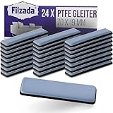 Filzada® 24x Teflongleiter Selbstklebend - 70 x 19 mm (eckig) - Profi Möbelgleiter/Teppichgleiter...