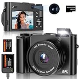 Digitalkamera Fotokamera Vlogging Kamera 64MP 4K mit Front und Rückobjektiv, 16X Zoom, 3'...