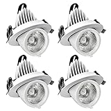 FJYDM 4er-Pack LED-Bullauge-Licht, 360° drehbar, COB-Deckenstrahler, 10 W/12 W, Teleskop-Downlight,...
