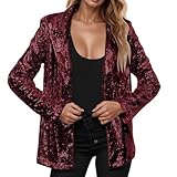 EYNMVR Pailletten Blazer Damen Elegant Glitzer Sakko Blazermantel Sequin Blazer Schimmer Glitzer...