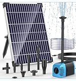 Biling Teichpumpe Solar 12W 605 L/H Förderleistung, Solar Springbrunnen mit 1,5M Bachlaufschlauch...