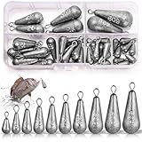 Annyswit 40 Stück Fishing Birnenblei Set 10 Größen Tropfenform Angelgewichte 3.5g 5g 7g 10g 15g...