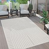 Paco Home Outdoor Teppich Wetterfest Balkon Boho Wohnzimmer Küche Skandinavisch Muster Einfarbig 3D...