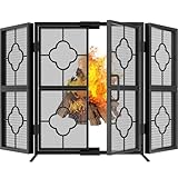 Amagabeli Funkenschutzgitter Funkenschutz Kaminschutzgitter für den Innenbereich 3-teilig Zinn...