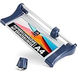 OfficeTree Papierschneider inkl. 1 Ersatzklinge - manuelles Schneidegerät für Papier DIN A4-8...