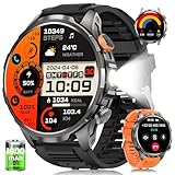 Smartwatch Herren mit 1000mAh Akku/LED Taschenlampen, 1.91' AMOLED 5ATM Smartwatch Militär Fitness...