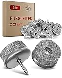 LouMaxx Stuhl Filzgleiter Schrauben rund, Ø 24mm grau - Stuhlgleiter mit 6mm dickem Filz...