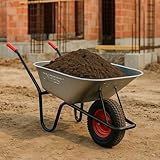 ONBEST Schubkarre mit 100 Liter vollverzinkt Silber – 250 kg Tragkraft – Luftreifen auf...