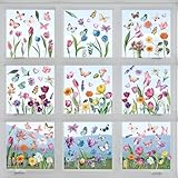 Luxoraiova Fenstersticker Sommer Wildblumen Fenster Aufkleber 9 Bögen Blumen Fensterbilder mit...