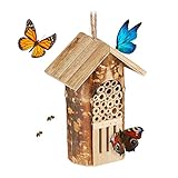 Relaxdays Insektenhotel, Nisthilfe Wildbienen & Schmetterlinge, hängend o. stehend, Garten, HBT: 20...
