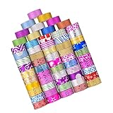 FONDOTIN 60 Rollen Washi Tape mit Glitzerndem Masking Tape Dekoratives Klebeband für DIY Basteln...